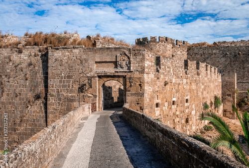 The St Athanasios gate. Medieval town of Rhodes, Greece.