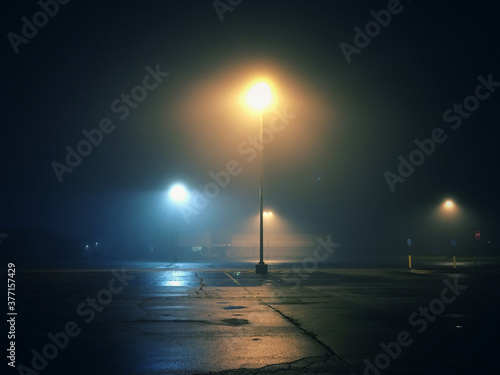 Foggy parking lot