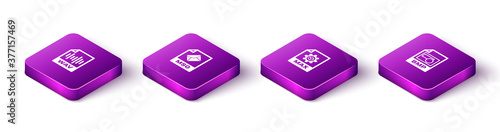 Set Isometric WAV file document, MSG, MAX and BMP icon. Vector.