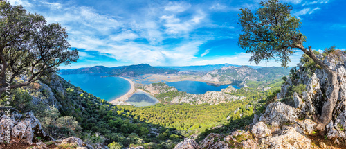 Fototapeta Naklejka Na Ścianę i Meble -   Iztuzu Beach view from hill in Dalyan Village of Mugla Province
