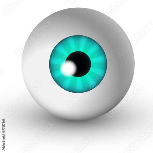 3D blue eye with shadow isolated on white background. Realistic vector illustration. © Leonid