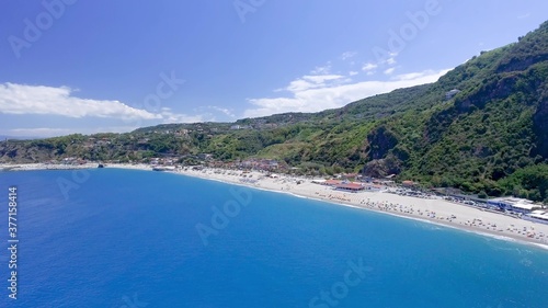 Calabria, Italy. Aerial view of Ulivarella Beach in summer season © jovannig