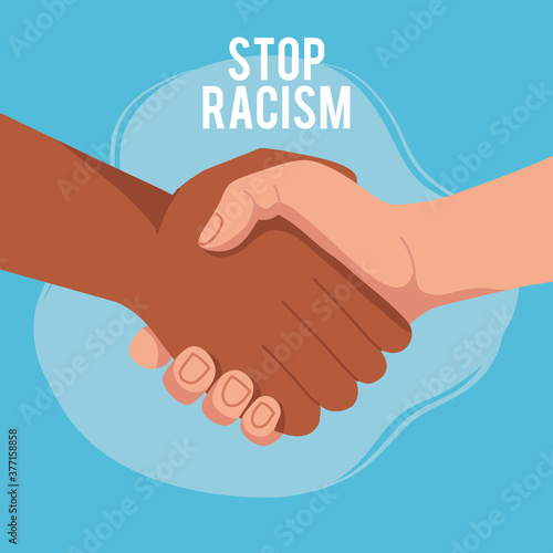 stop racism, with two joined hands, black lives matter concept vector illustration design
