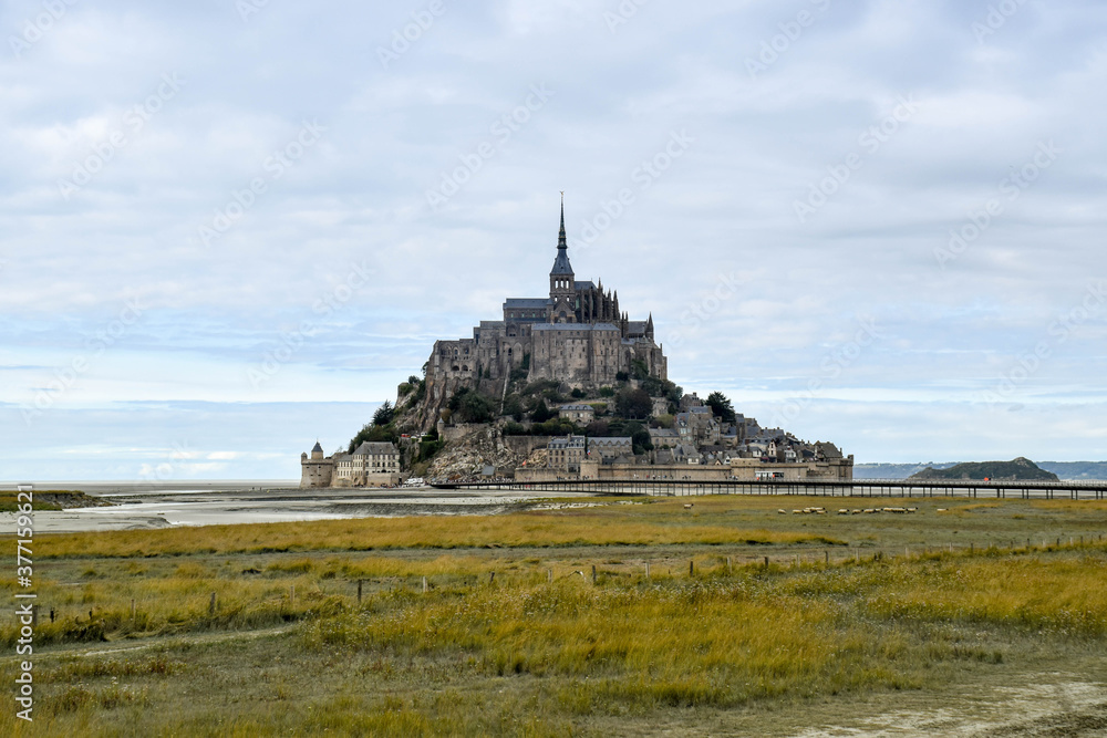 View on UNESCO beauty place - Mont Saint Michele in Normandy, France View on UNESCO beauty place - Mont Saint Michele in Normandy, France