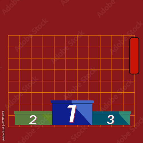 championship podium numbers icon. 123 podium stage on graph paper grid lines background.  vector illustration 