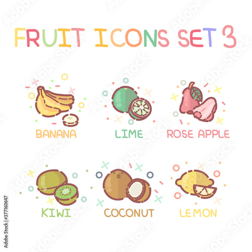 Fruit Icon Set. Pastel color and cute