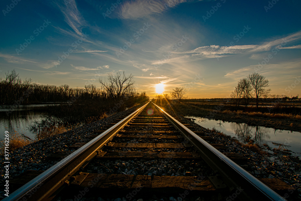 Railroad tracks in the country 