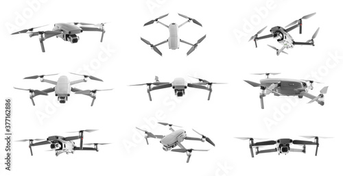Obraz na plátně Modern drone on white background, views from different sides