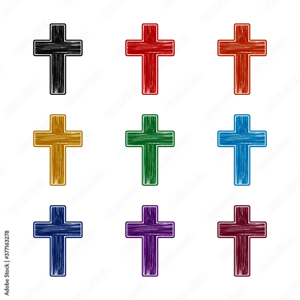 Simple cross icon, color set