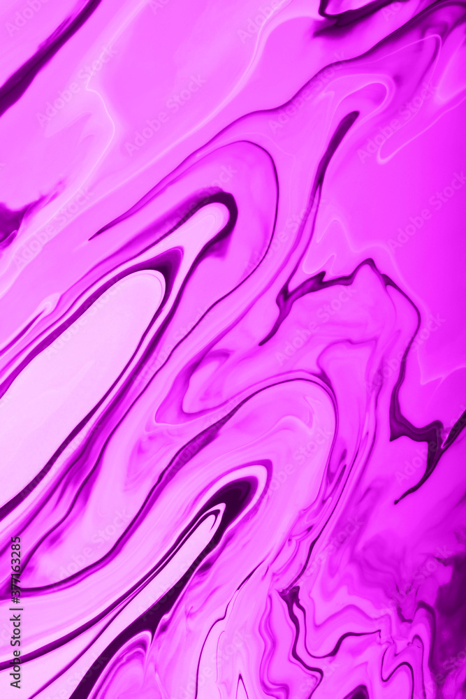 Monochrome violet marble background.Mixed nail polishes,make up concept.Beautiful stains of liquid nail laquers.Fluid art,pour painting technique.Horizontal banner,can be used as backdrop for chat.