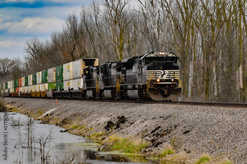 Trains in the country side. Trains in the country side.