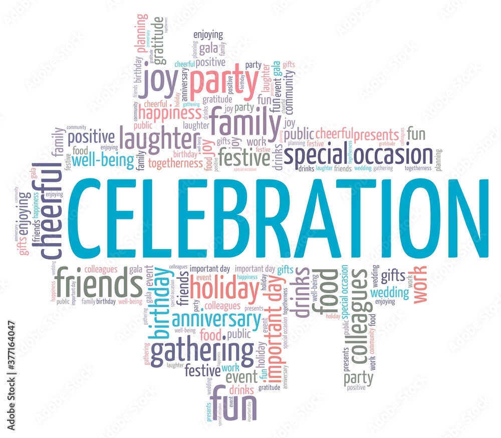 Celebration vector illustration word cloud isolated on a white background.