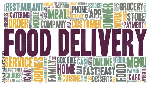 Food delivery vector illustration word cloud isolated on a white background.