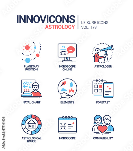 Astrology concept - modern line design style icons set