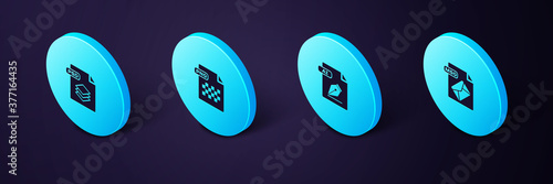 Set Isometric MSG file document, AI, PNG and PSD icon. Vector.