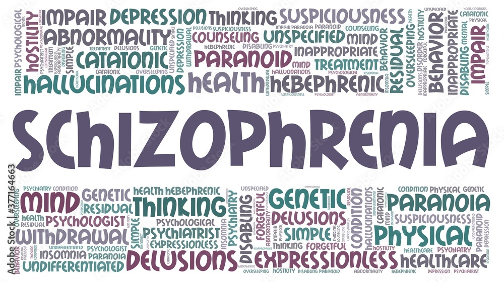 Schizophrenia vector illustration word cloud isolated on a white background.