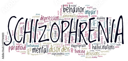 Schizophrenia vector illustration word cloud isolated on a white background.