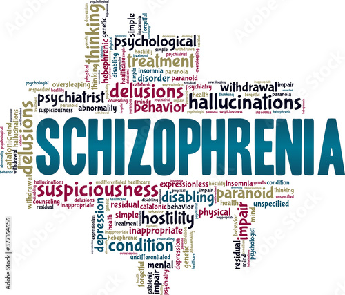 Schizophrenia vector illustration word cloud isolated on a white background. photo
