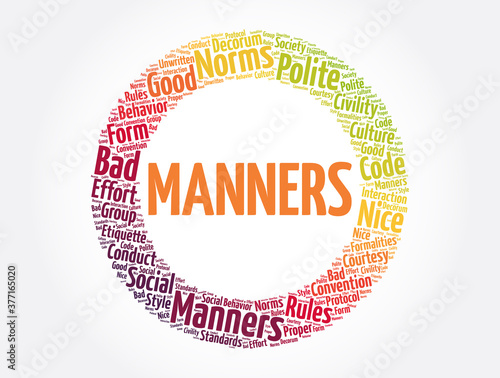 Manners word cloud collage, concept background