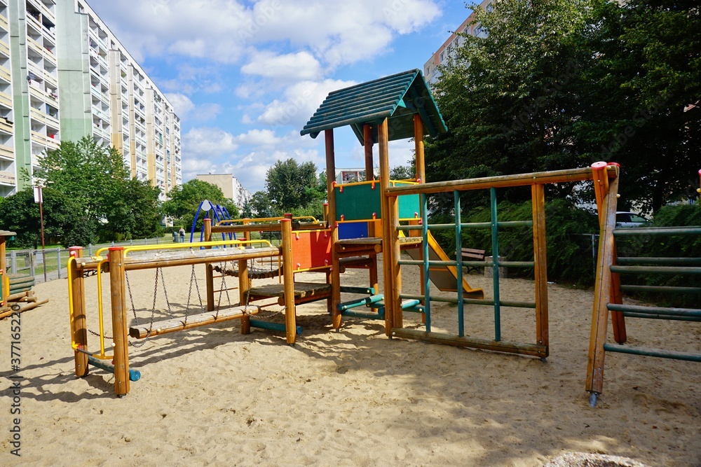 Architecture of the city of Lodz - playground for children on the estate Architecture of the city of Lodz - playground for children on the estate