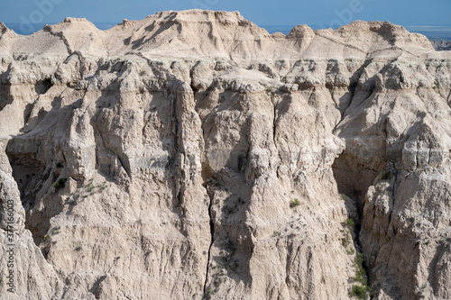 Close up view of rock formations in Badlands National Park South Dakota