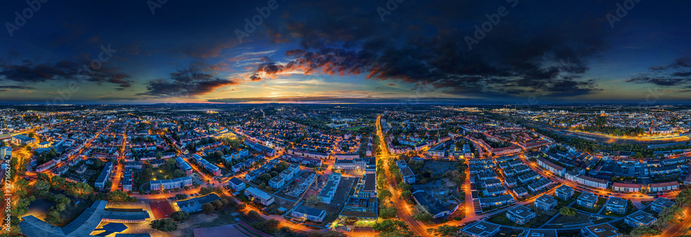 city lights of worms, germany at night, germany 360° vr
