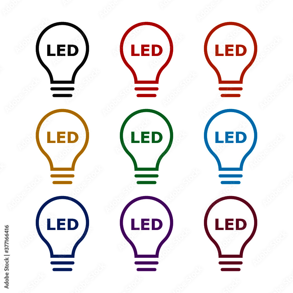 Led lamp icon, color set Led lamp icon, color set