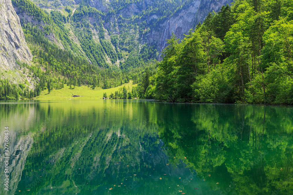 Obersee Lake in Berchtesgaden National Park, Bavaria, Germany