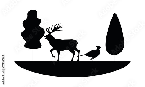 wild reindeer and pheasant animals