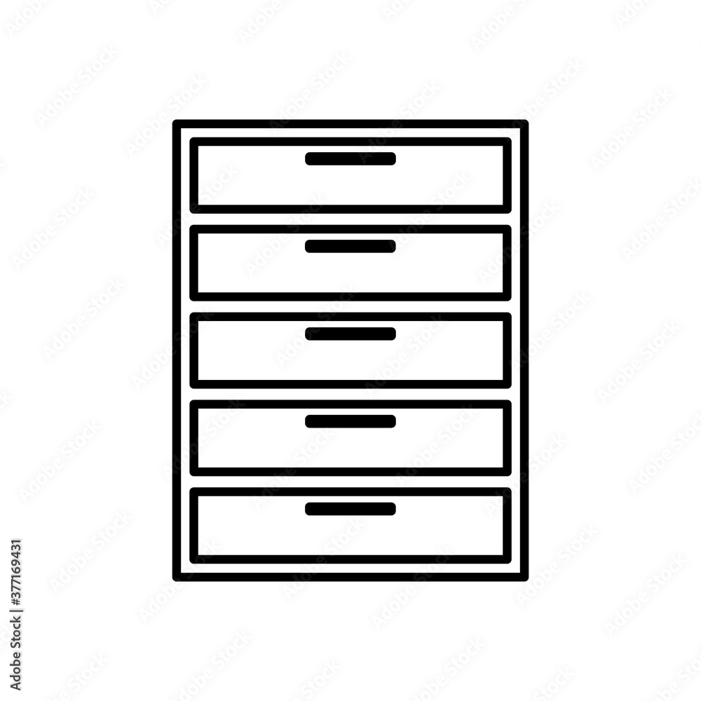 Black line icon for Chest, drawers and furniture.Flat line design, eps 10 Black line icon for Chest, drawers and furniture.Flat line design, eps 10