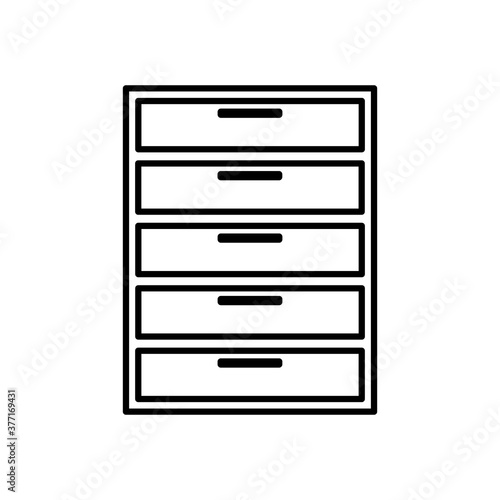 Black line icon for Chest, drawers and furniture.Flat line design, eps 10