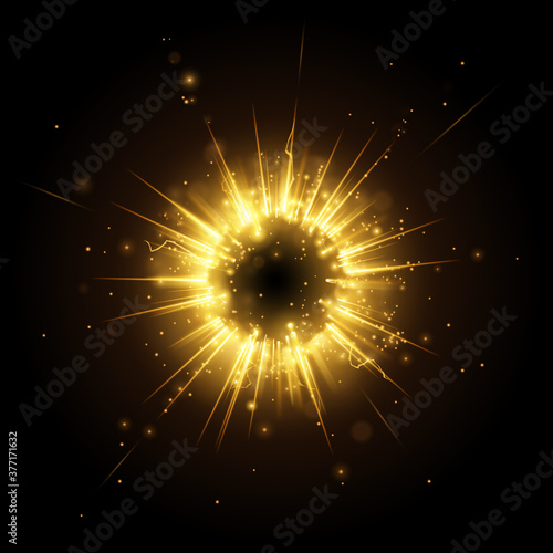 Gold light sphere effect with lighnings