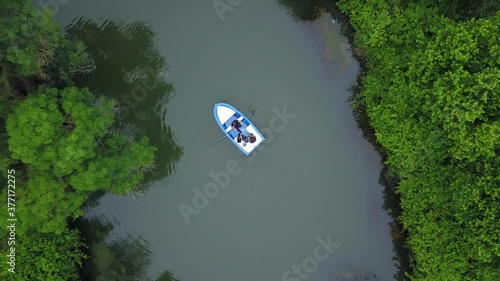 green forest river boats nature photo