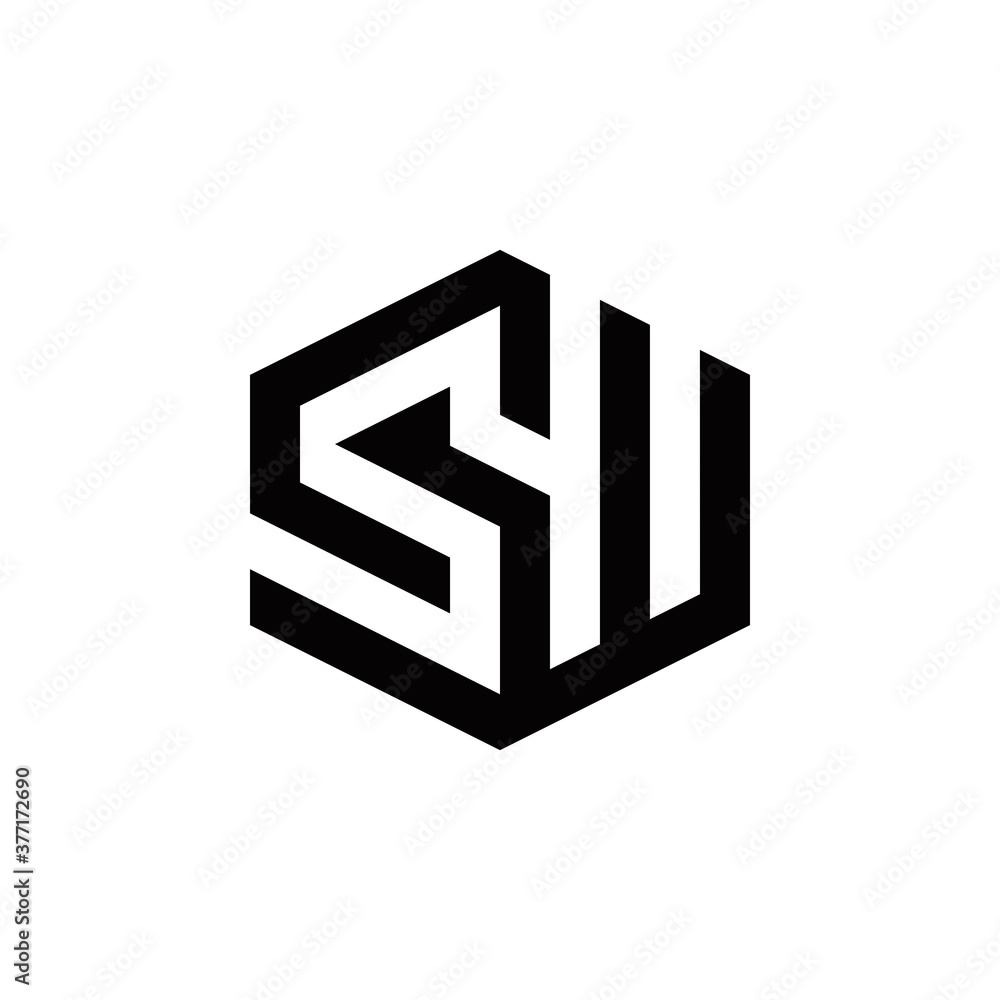 s w sw initial logo design vector symbol graphic idea creative - obrazy, fototapety, plakaty 