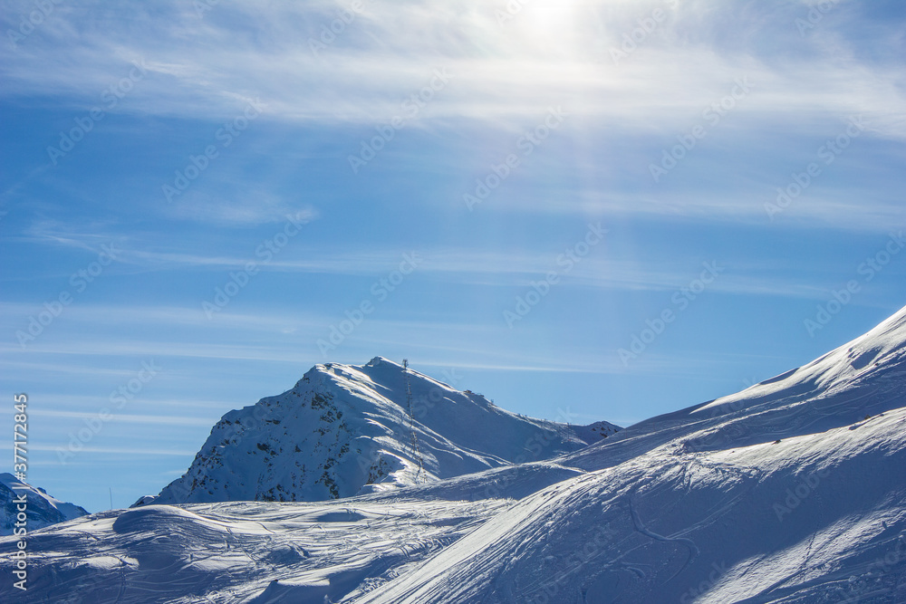 View of La Plagne Ski Area, France