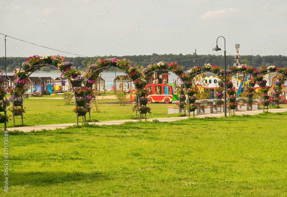 Fototapeta premium Senezh lake in Solnechnogorsk (Sunny Mountain Town). Russia