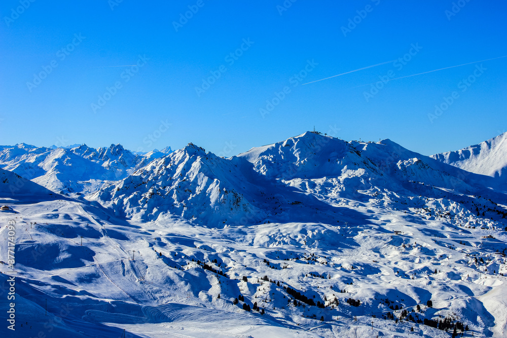 Obraz premium View of La Plagne Ski Area, France