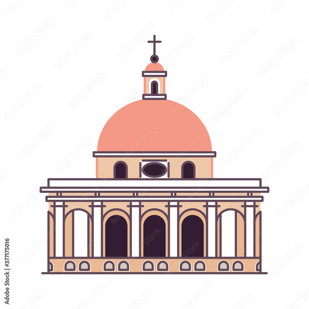 Isolated church builder world construction famous icon- Vector