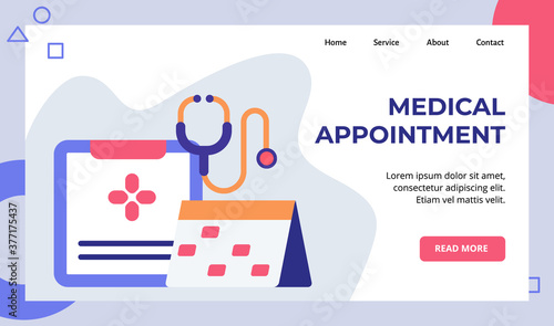 Medical appointment register schedule calender campaign for web website home homepage landing page template banner with modern flat style