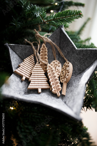 Wooden Christmas Tree Decorations photo