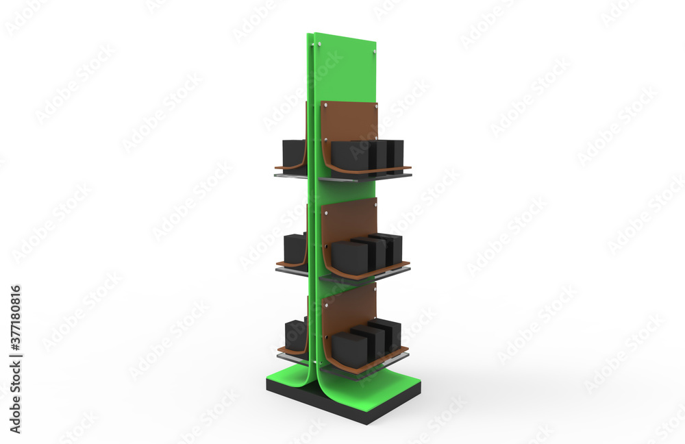 Display stand, retail display stand for product , display stands isolated on white background. 3d illustration Display stand, retail display stand for product , display stands isolated on white background. 3d illustration