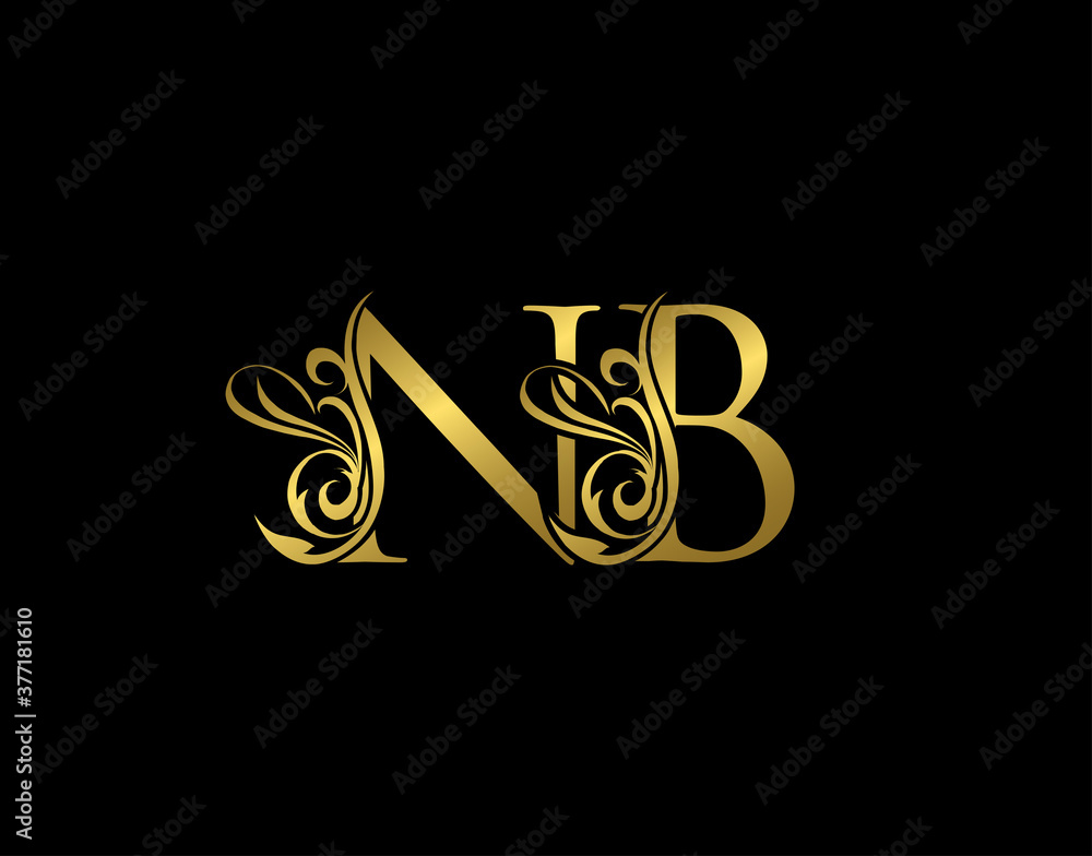 Gold N, B and NB Luxury Letter Logo Icon. Graceful royal style. Luxury alphabet arts logo. Gold N, B and NB Luxury Letter Logo Icon. Graceful royal style. Luxury alphabet arts logo.