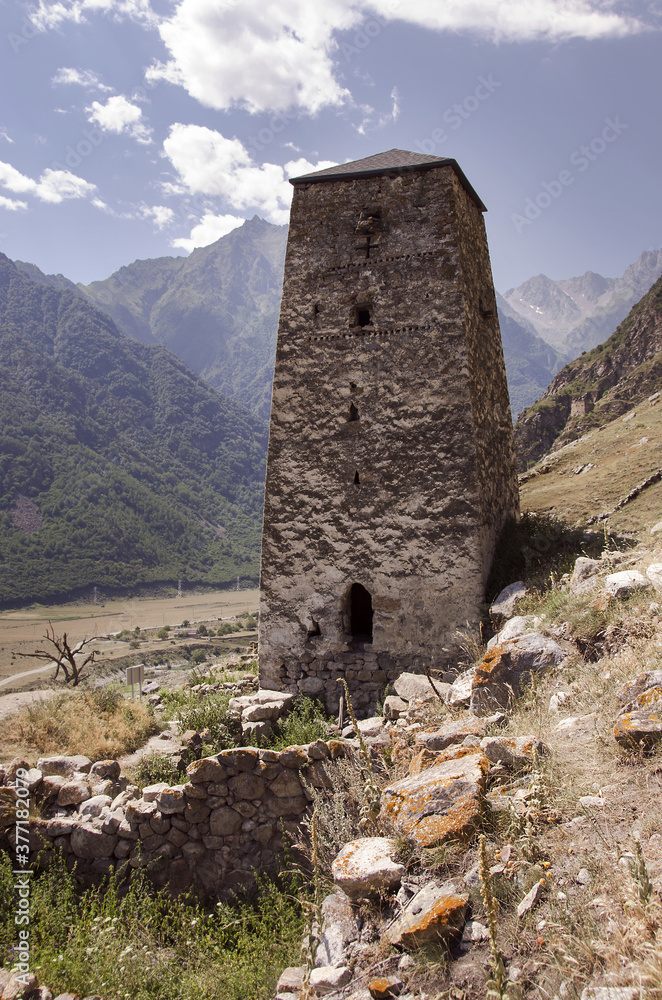 Ancient family tower in North Caucasus, Russia Ancient family tower in North Caucasus, Russia