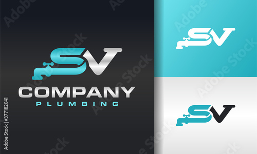 letter SV pipe logo