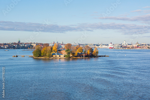 View of the Lonna island and Gulf of Finland in autumn, Helsinki, Finland photo
