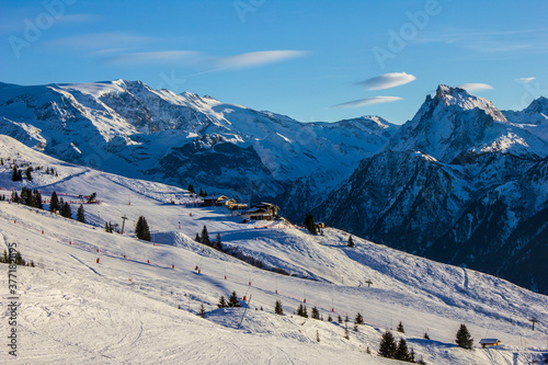 Konstfotografi View of a Ski Slope above Champagny-en-Vanoise, French Alps