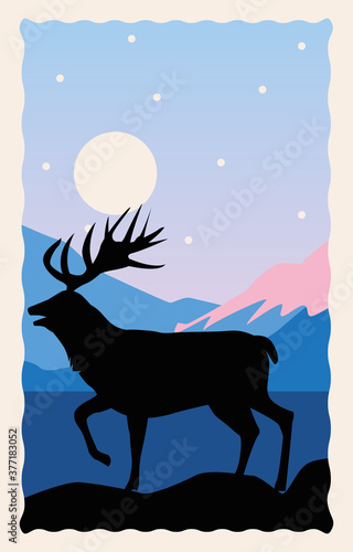 wild reindeer animal silhouette nature icon