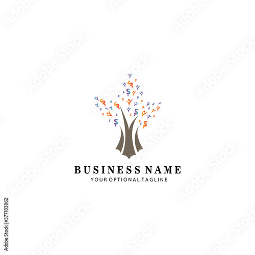 financial business logo, illustration of a money tree with color vector design