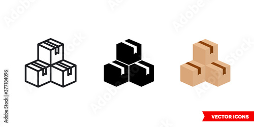 Inventory icon of 3 types color  black and white  outline. Isolated vector sign symbol.
