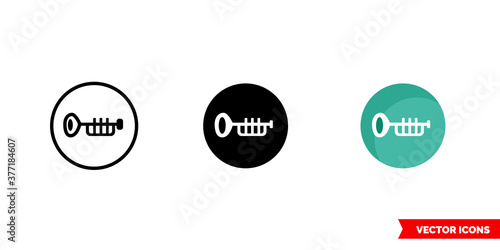 Jazz music genre icon of 3 types color, black and white, outline. Isolated vector sign symbol.